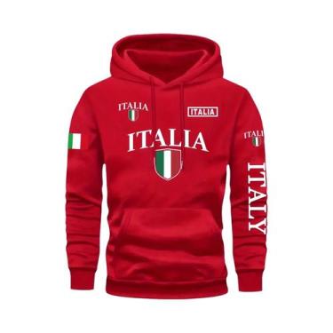 Imagem de Moletom Masculino Cinza Com Estampa Da Bandeira Da Itália E Letra ITAL