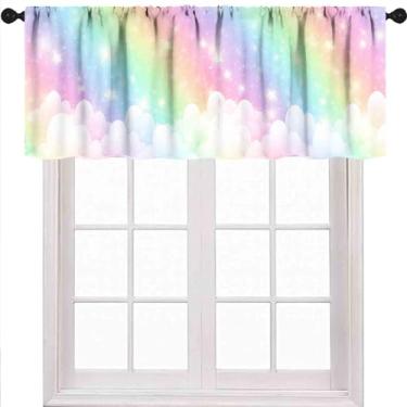 Imagem de Cortinas Arco-íris Escolares, Saia, Boho, Desenho Pastel, Bonito, Colorido, Céu, Nuvens, Menina, Princesa, Quarto, Sala de Estar, Quarto de Bebê, Tratamentos de Janela, 1 peça, 137 x 45,7 cm