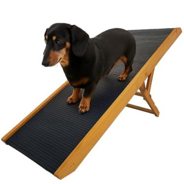 Imagem de Rampa Pet para Cachorro 3 Níveis Regulável - Antiderrapante, Madeira Maciça para Sofá e Cama - Acessível para Animais com Mobilidade Reduzida