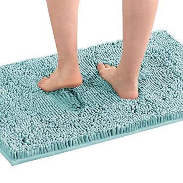 Imagem de Tapetes de banheiro, tapete de chenille, tapetes de microfibra de secagem rápida antiderrapantes lavável, extra grosso, macio e altamente absorvente tapete de banho para banheiro, cozinha e sapato