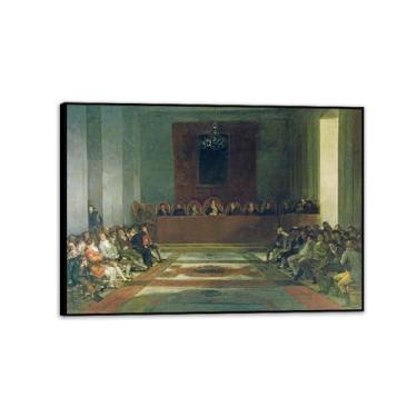 Imagem de Arte de parede Francisco Goya, A Junta das Filipinas, 1815, impressão em tela famosa reprodução de pinturas a óleo abstratas emolduradas para decoração de casa 55 x 40 cm (22 x 16 polegadas) moldura