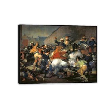 Imagem de Arte de parede Francisco Goya, o segundo de maio de 1808, impressão em tela famosa reprodução de pinturas a óleo abstratas imagem emoldurada para decoração de casa 90 x 70 cm (36 x 28 polegadas)