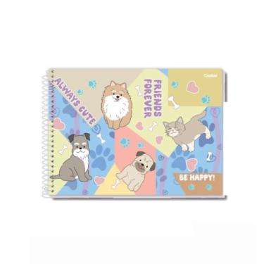 Imagem de Caderno de Desenho e Cartografia Pet Fun Coleção 2026 80 folhas Coleção Fofa Animais Pet Gato Dog Tam 27,5x20cm (Friends Forever)