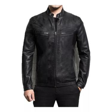 Imagem de Jaqueta Couro Motoqueiro Casaco Resiste Água Corta Vento - Amigosstory