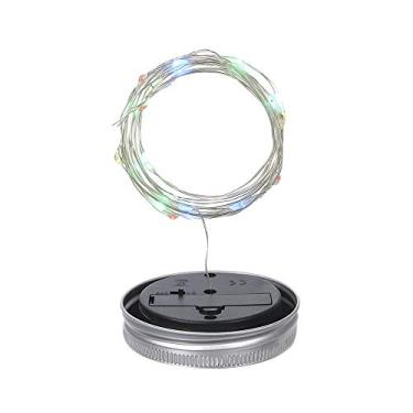 Imagem de Luzes de Lanterna Solar Jarra Mason Tampa Lâmpada Fada Fio Cobre Cordão Decorativo Decoração Pátio Jardim