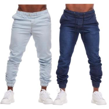 Imagem de Calça Jogger Masculina Slim Sarja Com Punho Elástico alfaiataria Swag 