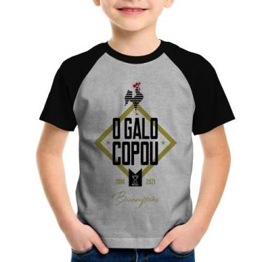 Imagem de Camiseta Raglan Infantil O Galo Copou! - Foca na Moda, Cinza, Preto, 2