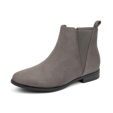 Imagem de VJH confort Chelsea Bota feminina de cano baixo, moderna, bico amêndoa, com zíper lateral, Griege, 39