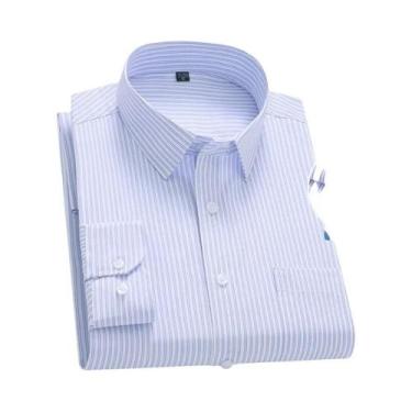 Imagem de Camisa De Algodão Formal De Manga Longa Slim Fit Para Homens Tamanho p