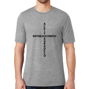 Imagem de Camiseta Entrego, Confio, Aceito, Agradeço - Foca na Moda, Cinza, P