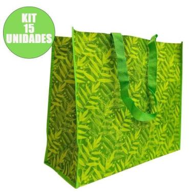 Imagem de Bolsa Ecobag Ecologica Kit 15 Unidades Retornavel Sacola De Ombro Dobr