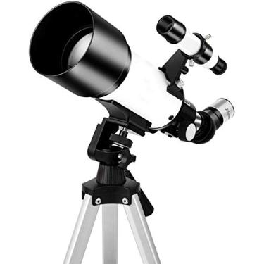 Imagem de Telescópio refratário astronômico com abertura de 70 mm para crianças iniciantes telescópio de viagem para AduIt com bolsa de viagem portátil e ocular de 10 mm/25 mm (cor: pacote 3) (pacote 2)