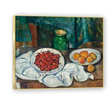 Imagem de Moldura dourada. Arte vintage emoldurada de frutas mortas, pintura clássica de cozinha country, decoração de parede de casa de fazenda quente para sala de jantar e cozinha. A39. 60 x 72 cm-23,6 x 28,3