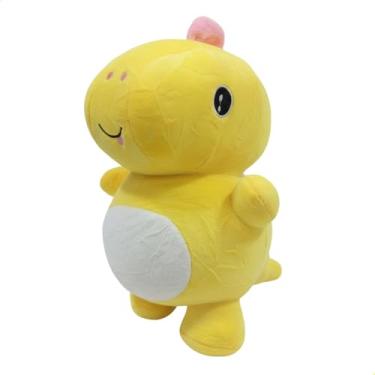 Imagem de Pelúcia Dinossauro Amarelo 30cm Antialérgica Lavável com Zíper Infantil