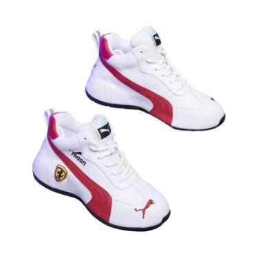 Imagem de Tênis Esportivo Casual Masculino De Couro Branco De Cano Baixo Confort