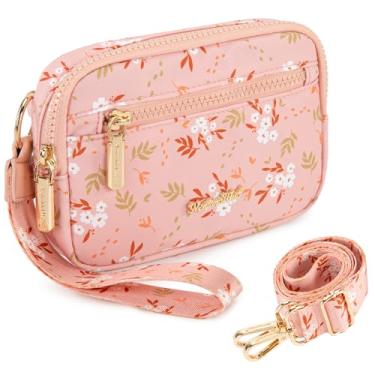 Imagem de Montana West Carteira de pulso feminina de nylon RFID, pequena bolsa tiracolo para celular, com compartimentos de cartão integrados para presente, rosa