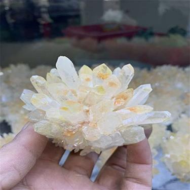 Imagem de Amostra de cristais naturais curados quartzo amarelo aglomerado de pedra Reiki forma livre sala casa escritório aquário decoração acessórios pedra preciosa como presente (tamanho: 200-300g)