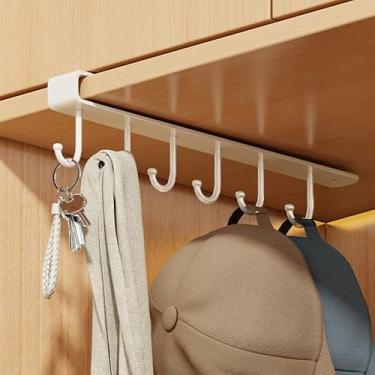 Imagem de 1 suporte de caneca, ganchos de copo sem perfuração para pendurar embaixo da prateleira, organizador de canecas para armário, branco