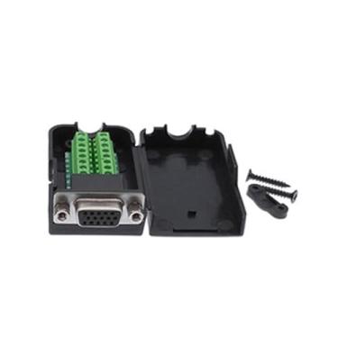 Imagem de Terminal VGA VGA conector sem solda 3+6 3+9 macho e fêmea Docking Display três fileiras D-SUB 15 pinos com invólucro (com porca 03)