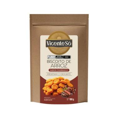 Imagem de Biscoito de Arroz Crocante Sabor Churrasco Vicente Só 100g Snack Leve