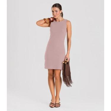 Imagem de Vestido Feminino Canelado Dianna Rosa, M, Rosa