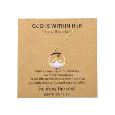 Imagem de YangQian Colar de fé para mulheres, religioso, cristão, aniversário dos namorados, presente de aniversário para esposa, presente de formatura, Zinco, Sem Pedra Preciosa