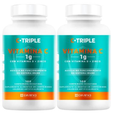 Imagem de COMBO 2 C-TRIPLE VITAMINA C 1G + ZINCO 10 MG + VITAMINA D 400UI 100 CPR CADA TOTAL 200 CPR DIVINA-Unissex