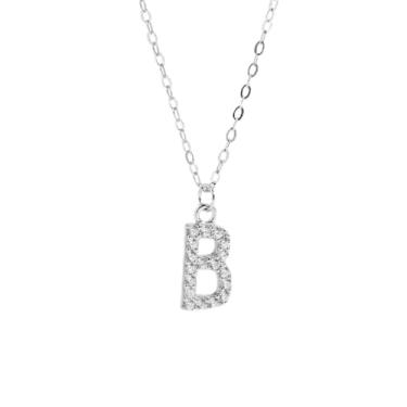 Imagem de 1 colar de diamante completo banhado a prata com letras A-Z para mulheres, joia fina, presente para mamãe, 41+6cm, Cobre, Sem Pedra Preciosa