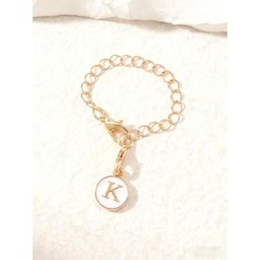 Imagem de Corrente de copo com letras A a Z personalizada, corrente de pingente de copo de ouro ajustável para copos, garrafas de água e chaveiros, One Size, Metal, Sem Pedra Preciosa