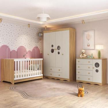 Imagem de Quarto de Bebê Completo com Berço Americano 3 em 1 Sonho Multimóveis M