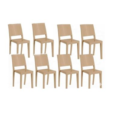 Imagem de Cadeira Cozinha Hydra Plus Kit c/ 8 Cadeiras Polipropileno Capuccino - Kappesberg