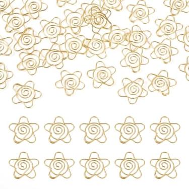 Imagem de Beadthoven 30 peças de clipe de papel de flor fofo clipes de marcador de página de ferro clipe de papel de metal dourado material escolar de escritório para mulheres e homens, marcador de livro