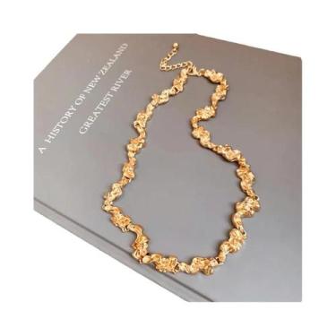 Imagem de Colar De Metal Geométrico Irregular Punk Feminino Simples Em Ouro E Pr