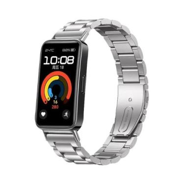 Imagem de Pulseira De Aço Inoxidável Para Huawei Band 10 9 8 NFC, Bracelete De S