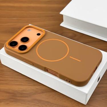 Imagem de Capa fosca magnética e macia para iPhone 16 15 14 13 12 11 17 Pro Max Plus Air com carregamento sem fio (para iPhone 16e/Laranja)