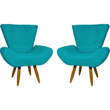 Imagem de Kit 2 Poltronas Decorativa Para Sala Recepção Manicure Consultório Escritório Emilia Suede