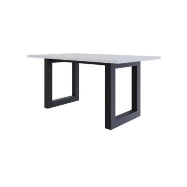 Imagem de Mesa de Jantar Bronx R 160x90x77cm - Compace, Branco TX/Est.Preta