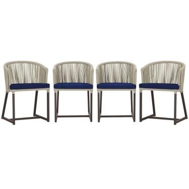 Imagem de 4 Cadeiras De Jantar Noronha Marrom Corda Náutica E10 Trama Rami