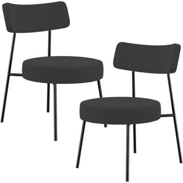 Imagem de Kit 02 Poltronas Decorativas Para Sala De Estar Base Fixa Londres L02 Suede Preto - Lyam