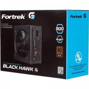 Imagem de Fonte Atx Black Hawk 500w 80 Plus Bronze Pfc Ativo Fortrek G
