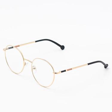 Imagem de Armação Óculos Grau Metal Redondo Unissex, Mavi Óculos Sunrise, Dourad