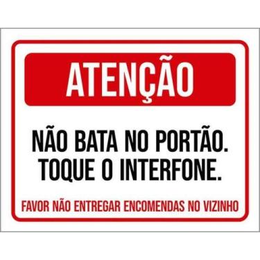 Imagem de Kit 10 Placas Atenção Não Bata Portão Toque Interfone - Sinalizo