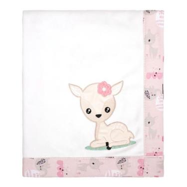 Imagem de Manta para Bebê em Malha Suedine 80 cm x95 cm Baby Joy, Animais Rosa