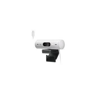 Imagem de Webcam + Suporte Logitech Brio 500 Full HD, 1080p, 30 FPS, com Microfones Duplos, USB, Suporte Incluso, Branco - 960-001426
