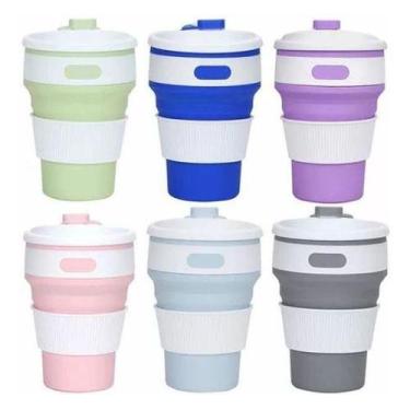 Imagem de 3 Copo Retrátil Silicone 350ml  P/entrega - Mr Vendas, Azul informar a