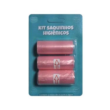 Imagem de Saquinhos Higiênicos Pet Kit com 3 Rolos Plástico para Coleta de Fezes