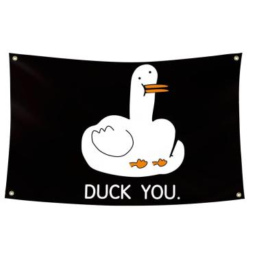 Imagem de Tapeçaria para pendurar na parede Funny Duck You para decoração de quarto 100x150cm