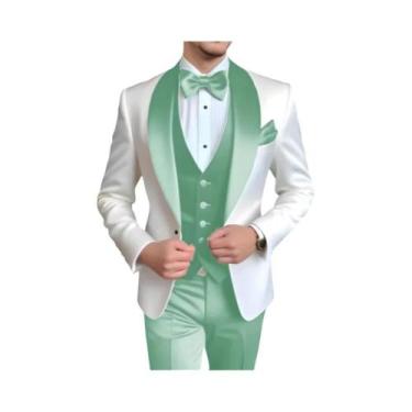 Imagem de Terno Masculino De 3 Peças Personalizado Com Lapela De Lenço Para Casa