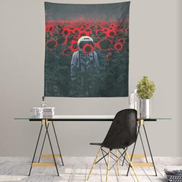 Imagem de Microtecido de parede Tapeçaria Astronaut Flower 150x100cm - yiweisai