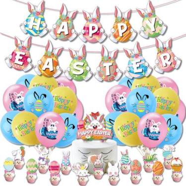 Imagem de Kit de balões Easter Rabbits 39 unidades de balões de látex para festa